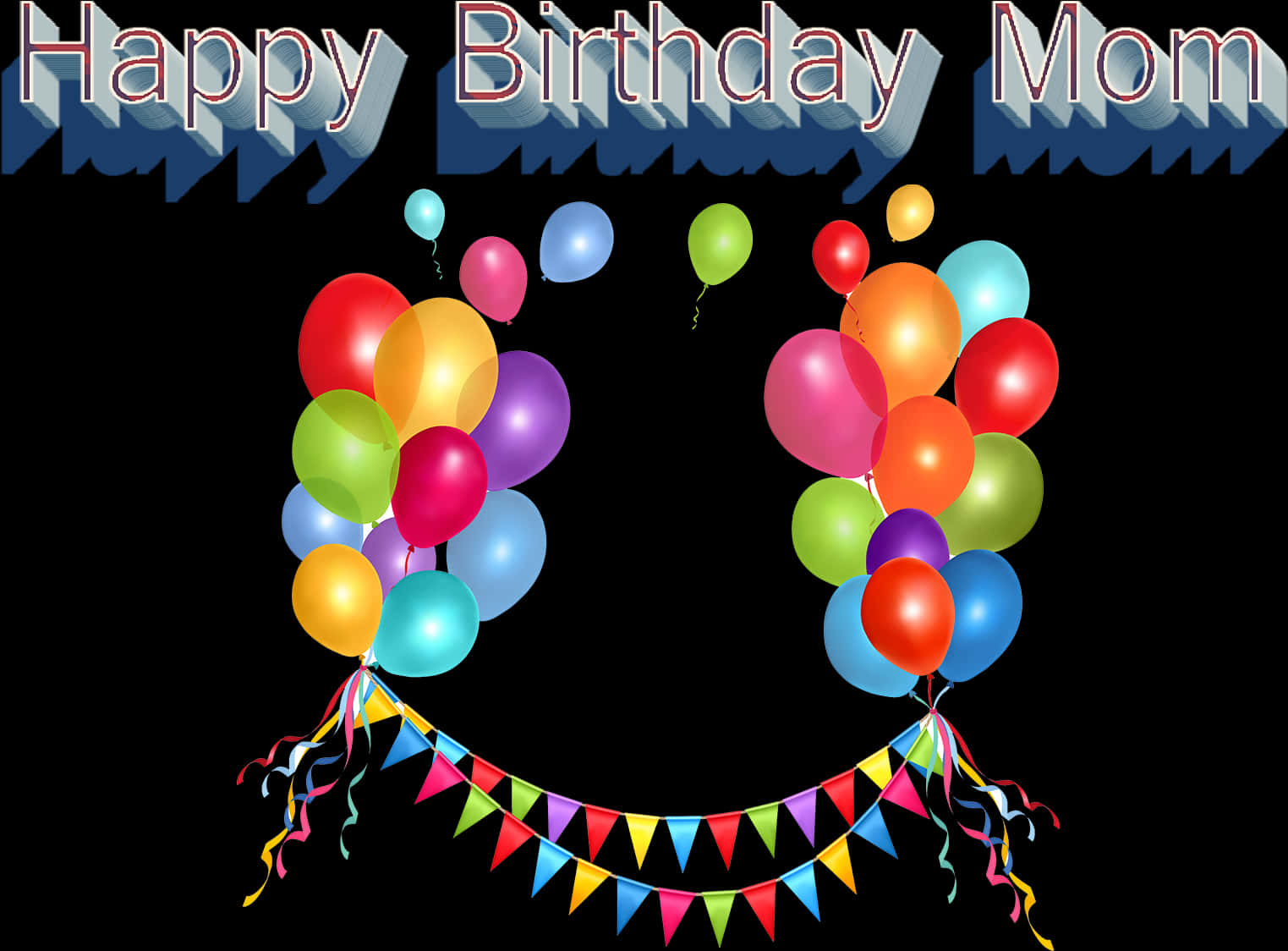 Happy Birthday Mom Balloon Celebration PNG
