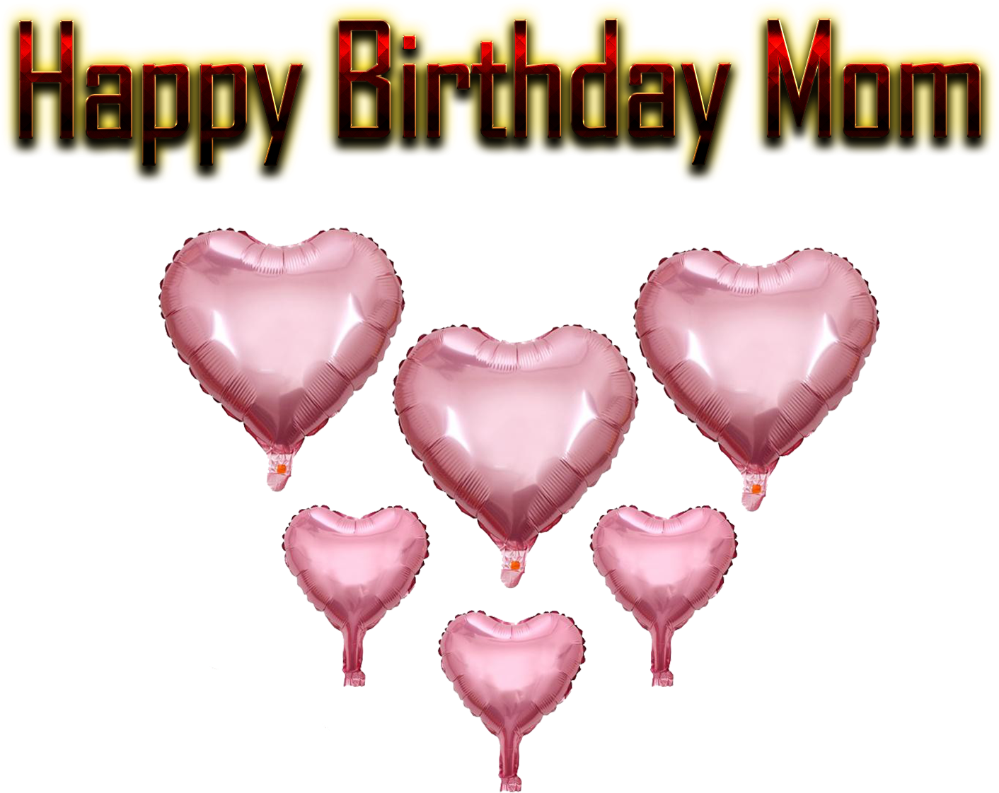 Happy Birthday Mom Heart Balloons PNG