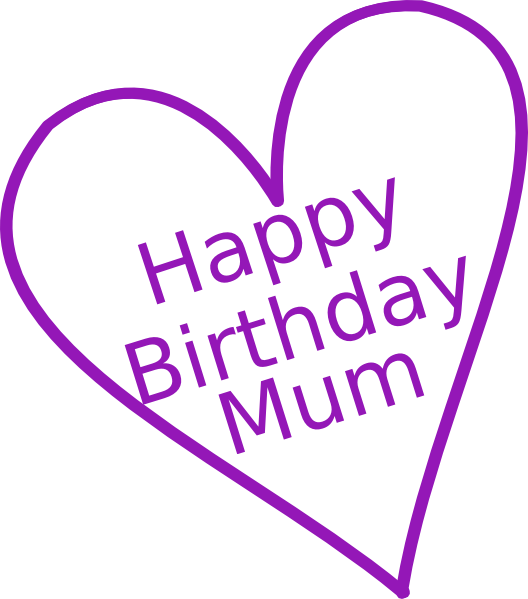 Happy Birthday Mum Heart Graphic PNG