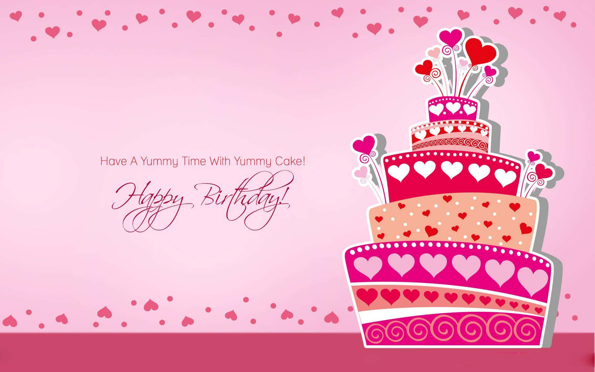 Glædelig Fødselsdag Pink Tower Cake Billede