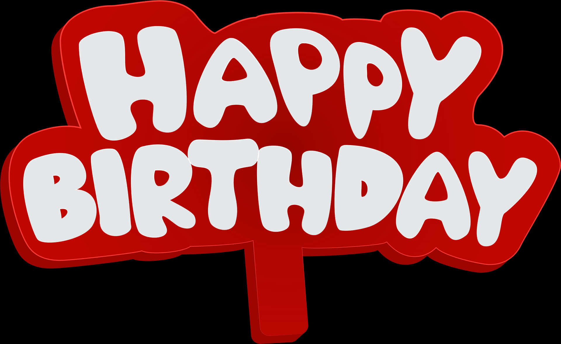 Happy Birthday Red Bubble Text PNG