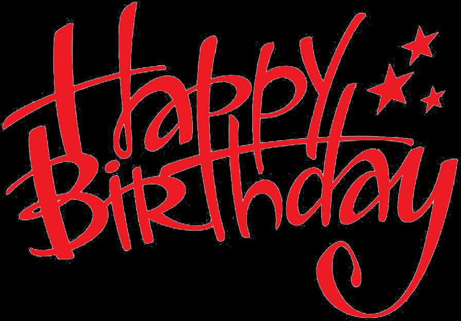 Happy Birthday Red Scripton Black PNG