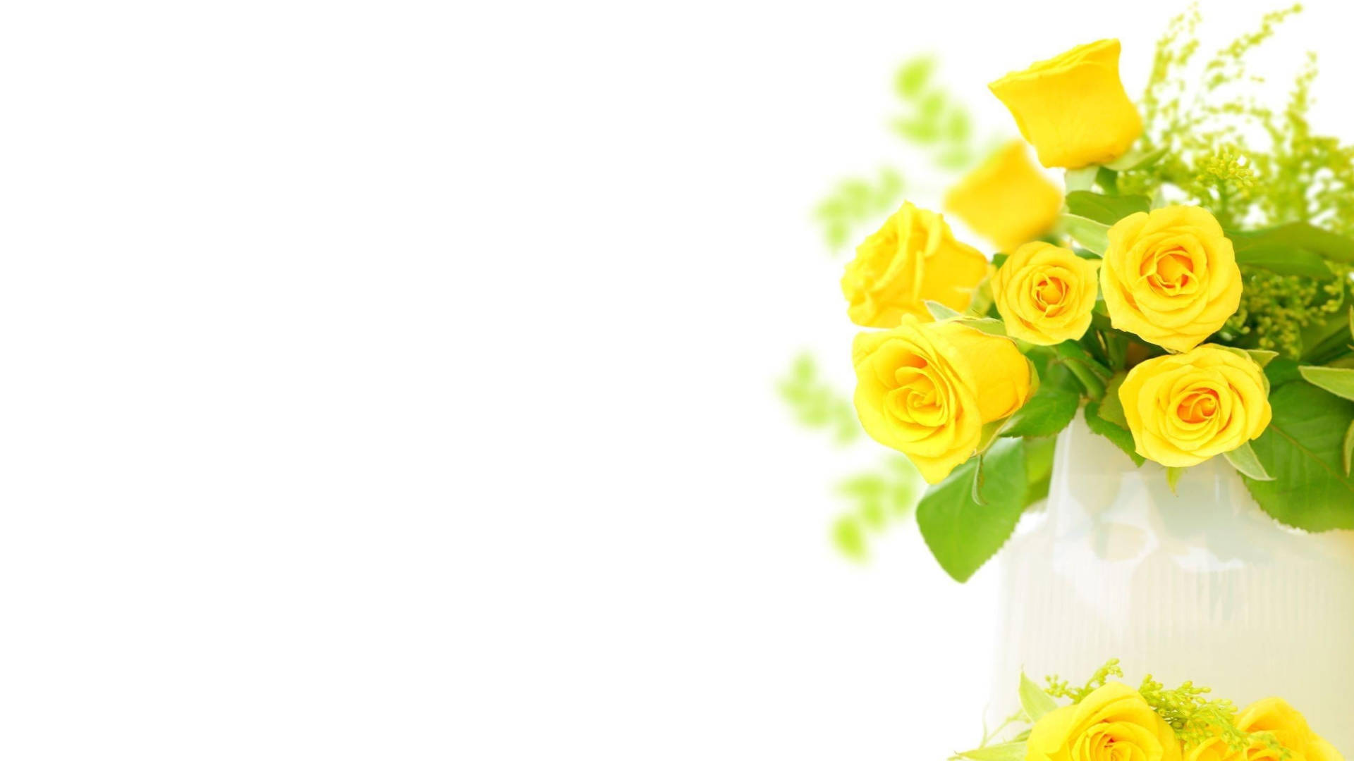 Happy Birthday Yellow Flowers Vase Wallpaper