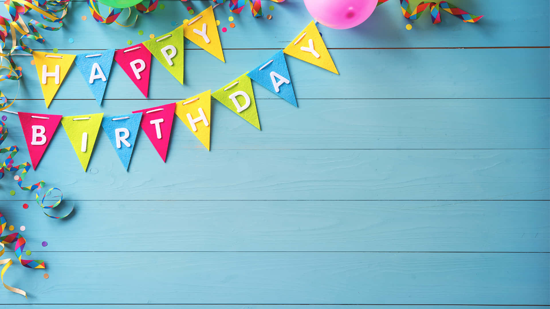 Colorful Banner Happy Birthday Zoom Background