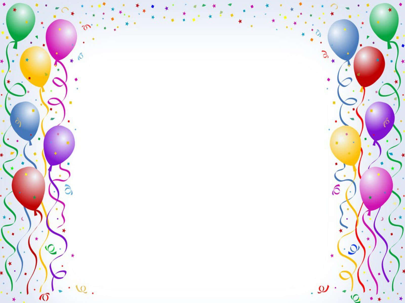 Färggladaballonger Och Konfetti Happy Birthday Zoom-bakgrund
