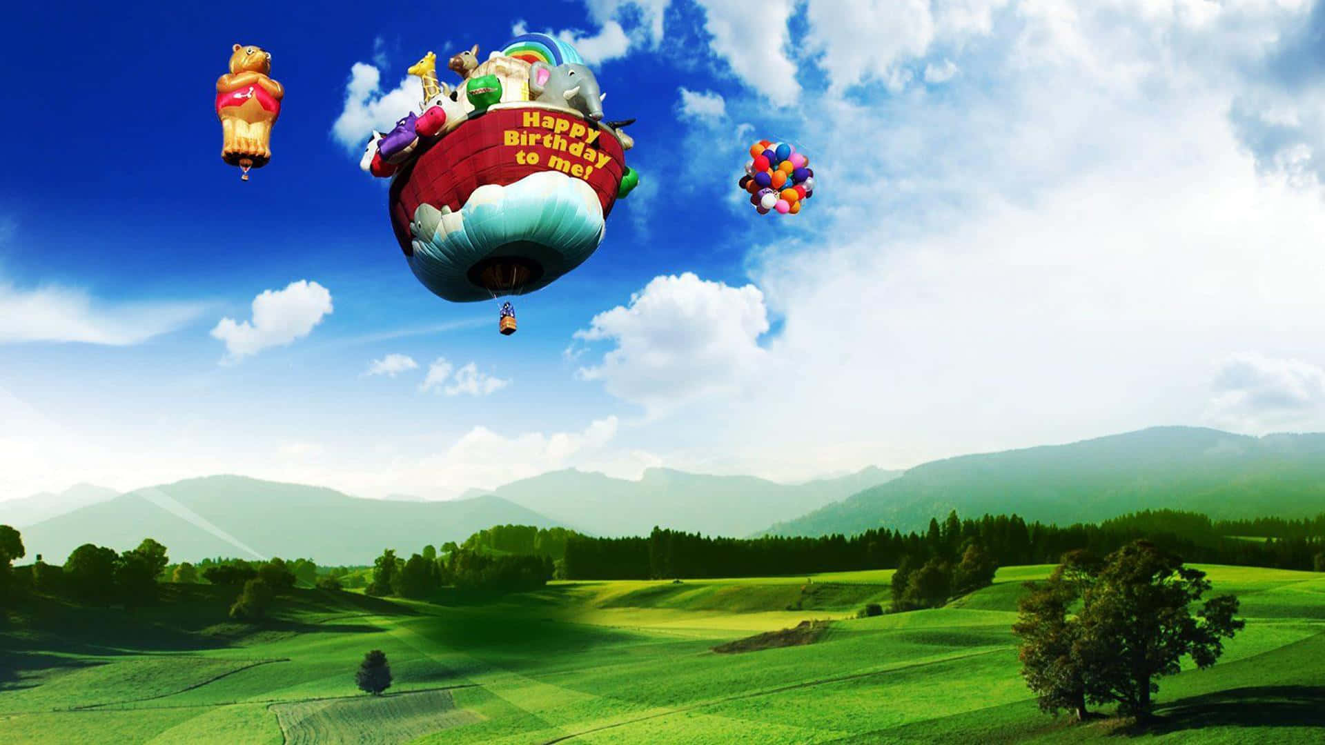 Luftballongglad Födelsedag Zoom Bakgrund