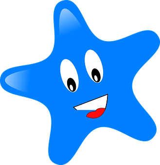 Happy Blue Star Cartoon Character PNG