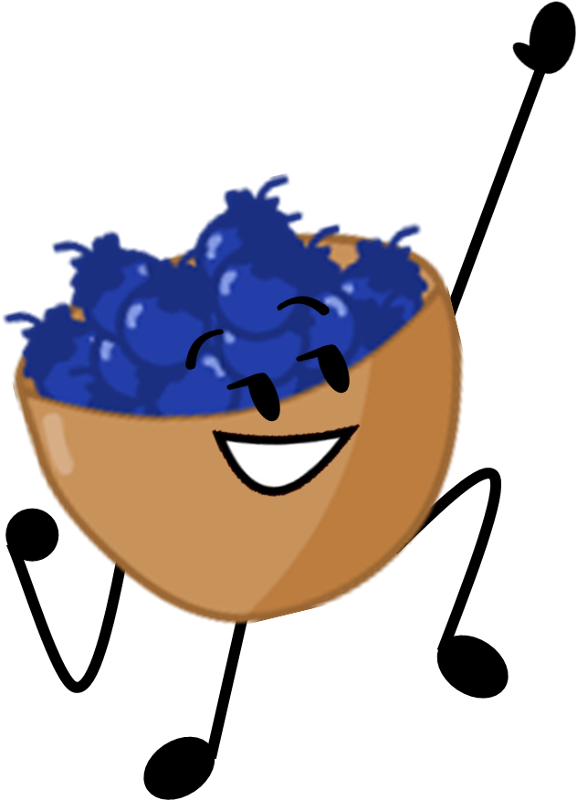 Happy Blueberry Bowl Character PNG