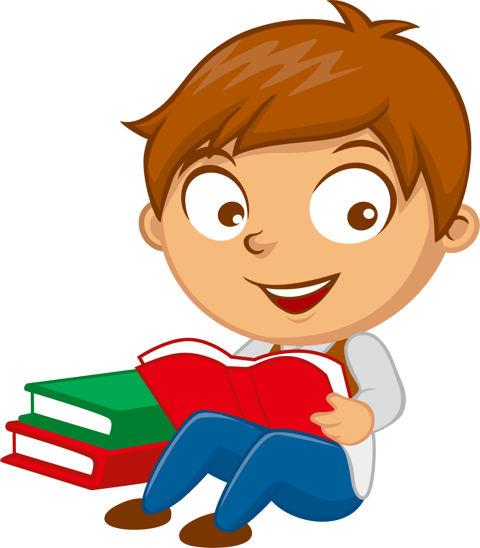 Happy Boy Reading Book PNG