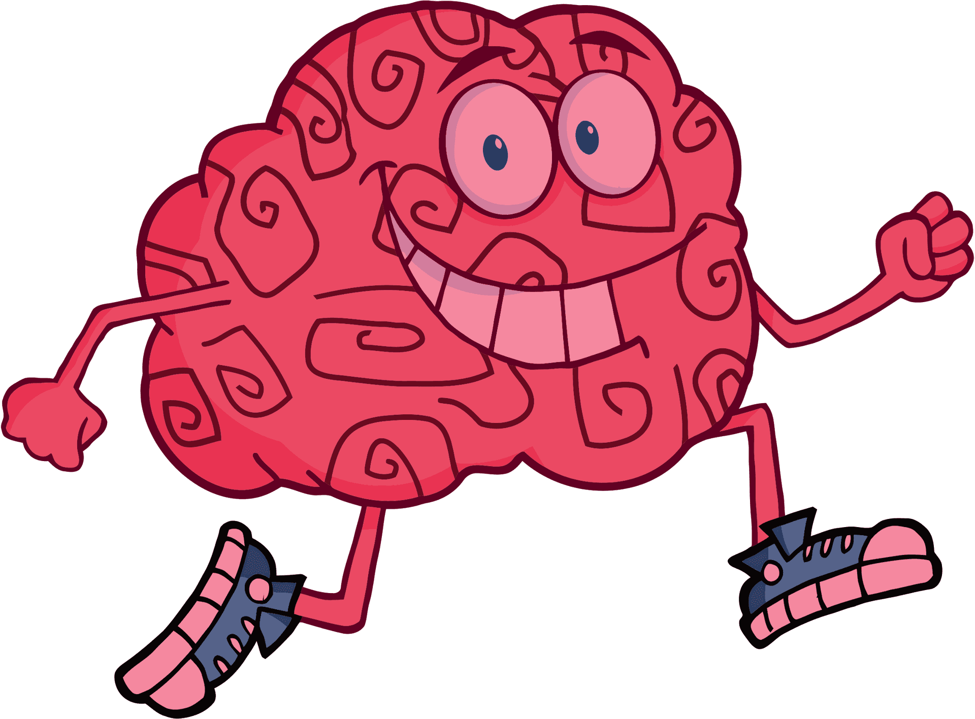 Happy Brain Character Running PNG