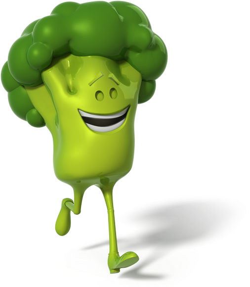 Happy Broccoli Character PNG