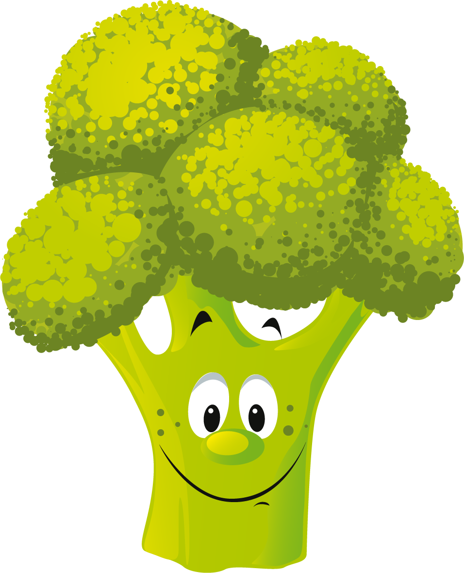 Happy Broccoli Character PNG