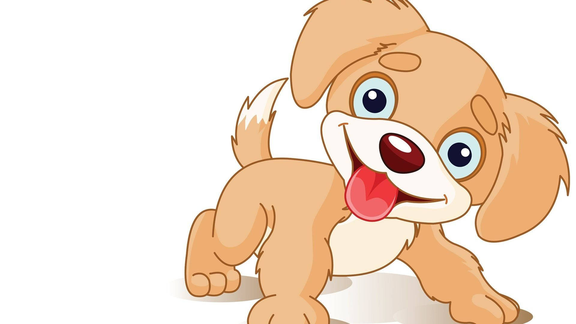 Happy Brown Dog Cartoon Art Wallpaper