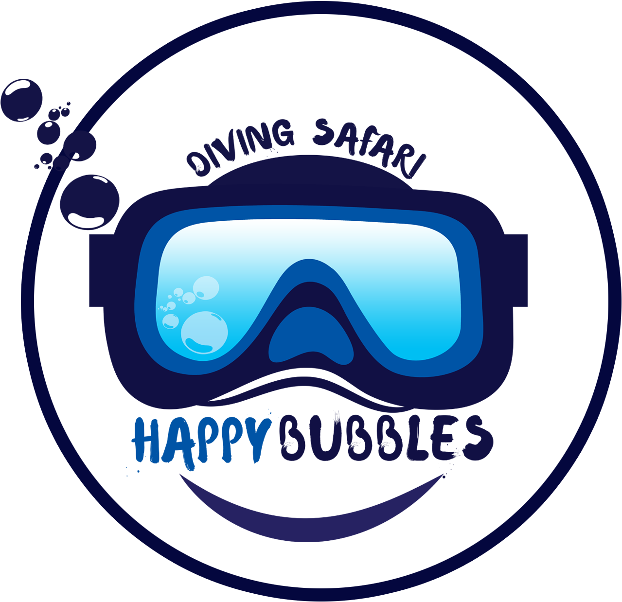 Happy Bubbles Diving Safari Logo PNG