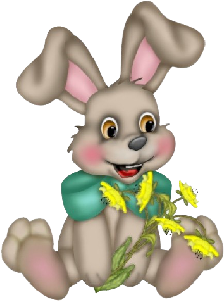 Happy Bunnywith Yellow Flowers PNG