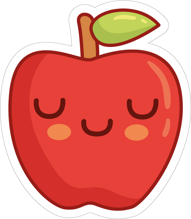 Happy Cartoon Apple Sticker PNG