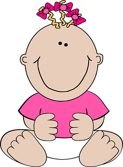 Happy Cartoon Babywith Bow PNG