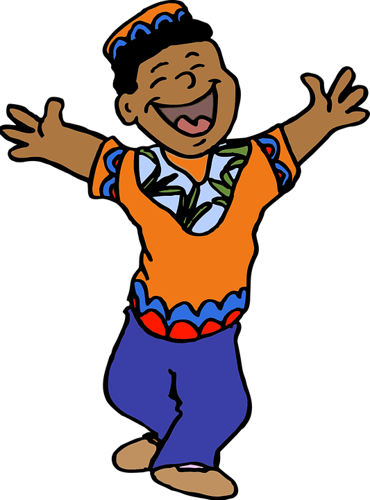 Happy Cartoon Boy African Attire PNG