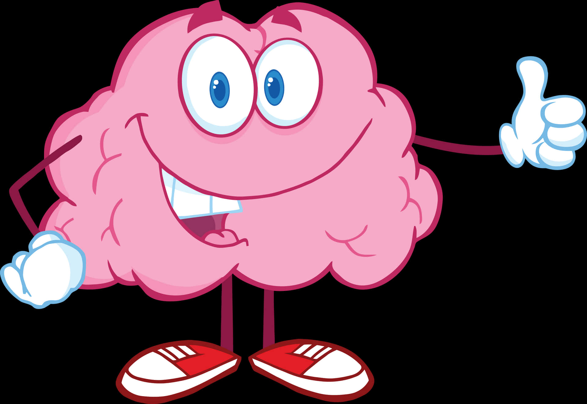 Happy Cartoon Brain Character PNG