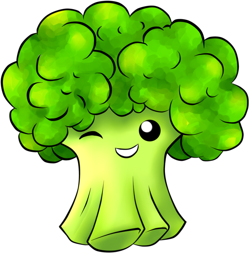 Happy Cartoon Broccoli Character PNG