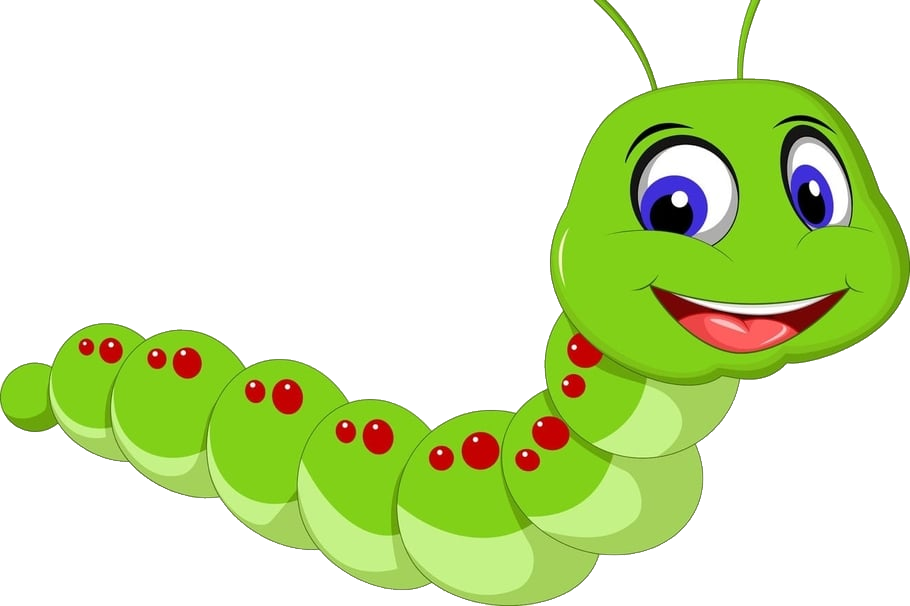Happy Cartoon Caterpillar PNG