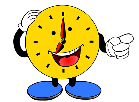 Download Happy Cartoon Clock Character | Wallpapers.com