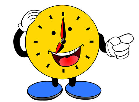 Happy Cartoon Clock Character PNG