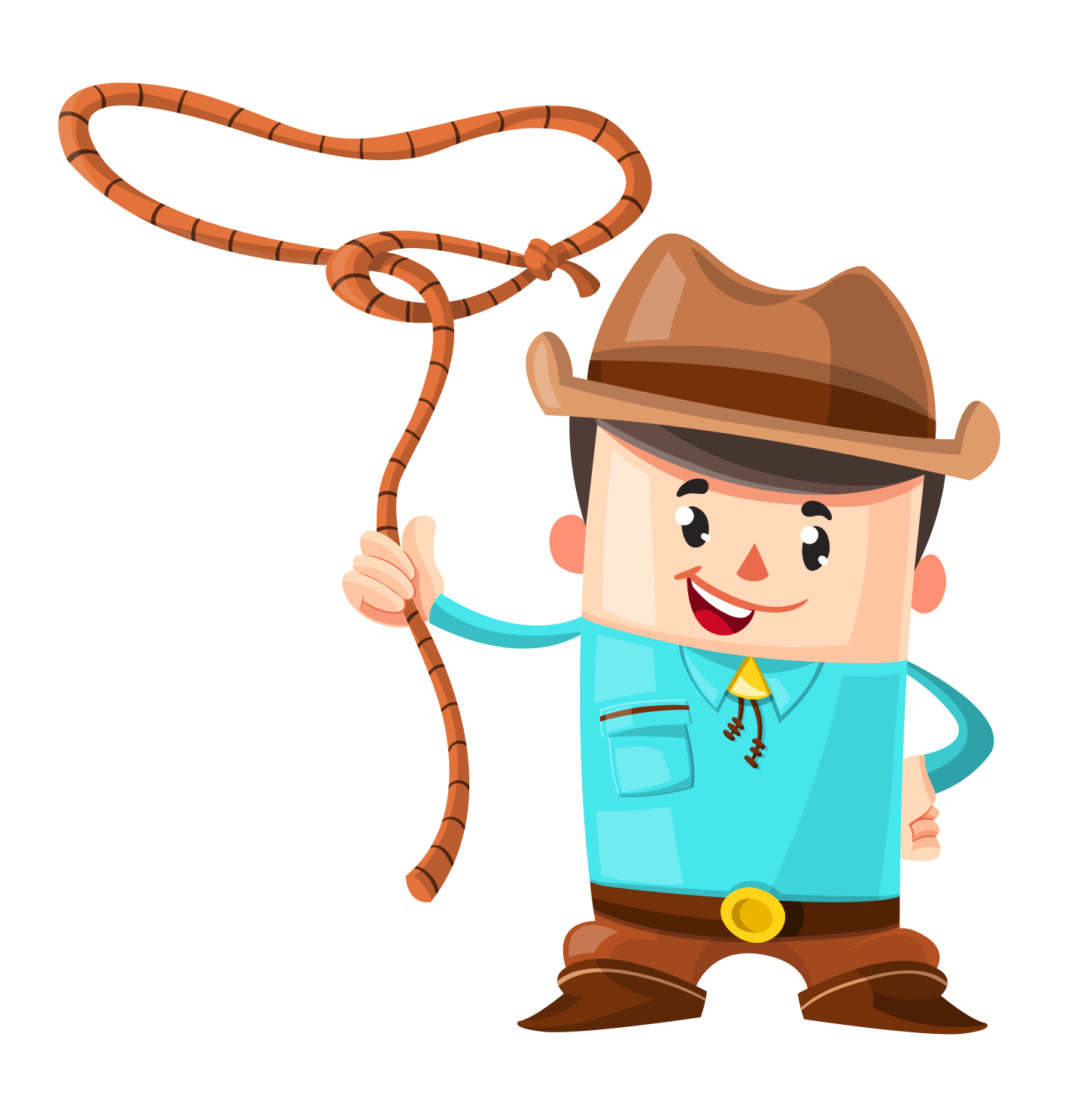 Happy Cartoon Cowboywith Lasso.png PNG