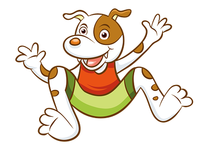 Happy Cartoon Dog Jumping PNG