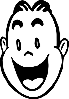 Happy Cartoon Face Blackand White PNG