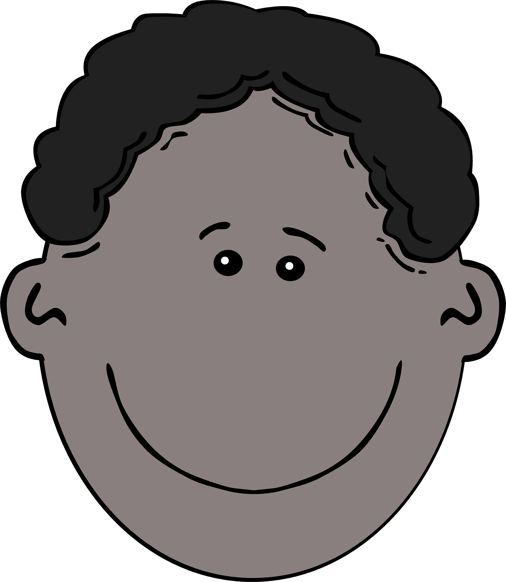 Happy Cartoon Face Curly Hair PNG