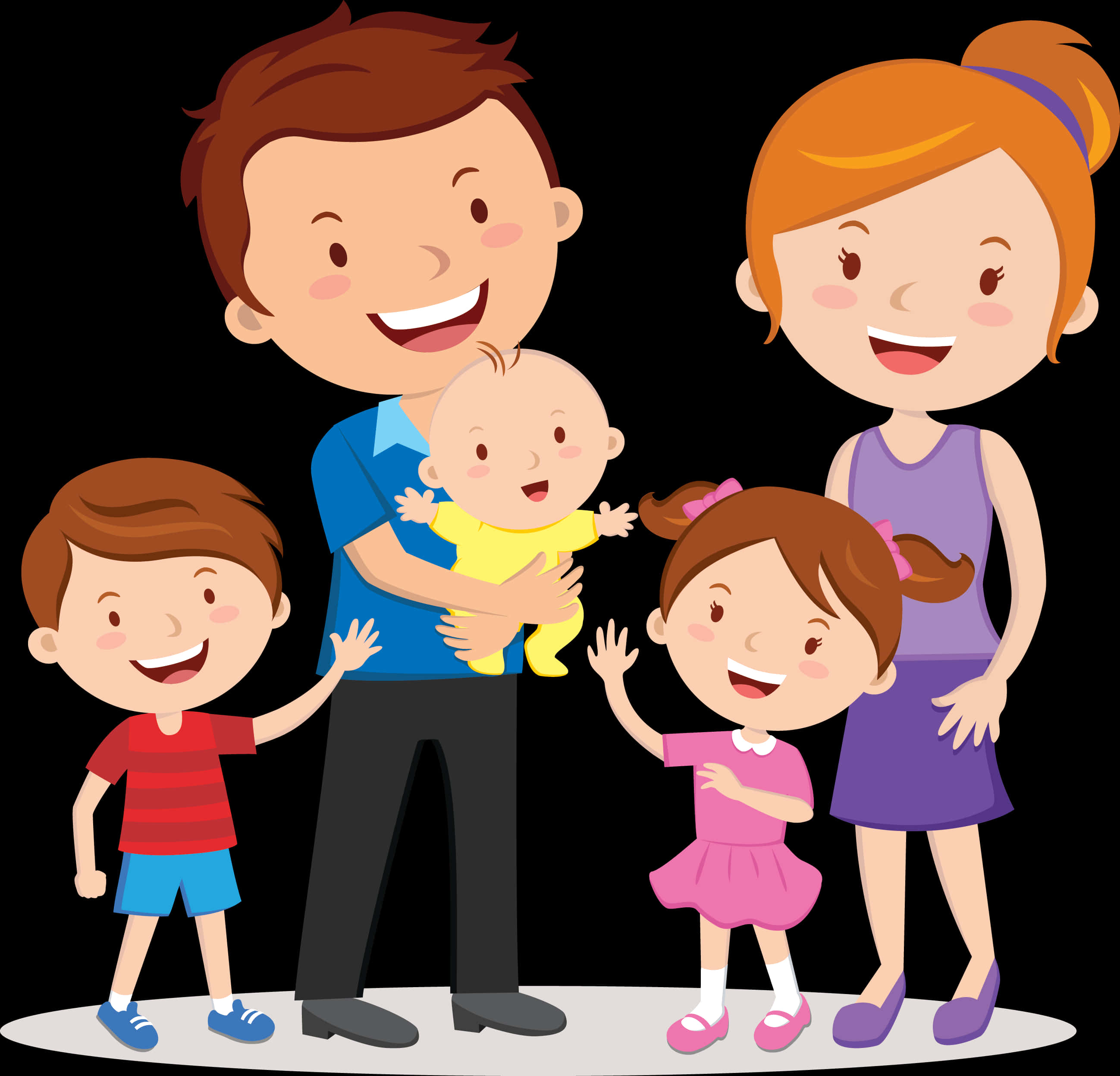 Happy Cartoon Family Illustration PNG