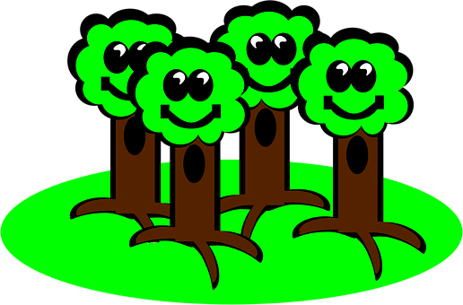 Happy Cartoon Forest Trees PNG