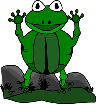 Happy Cartoon Frogon Lily Pad PNG