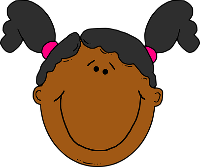 Happy Cartoon Girl Face PNG