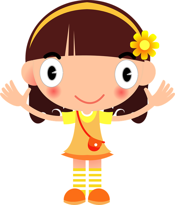 Happy Cartoon Girl Waving PNG