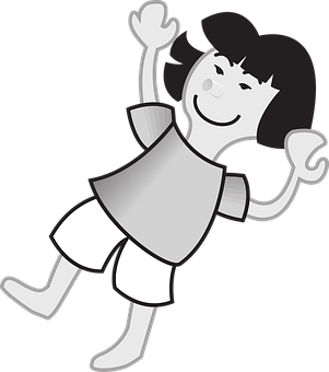 Happy Cartoon Girl Waving PNG