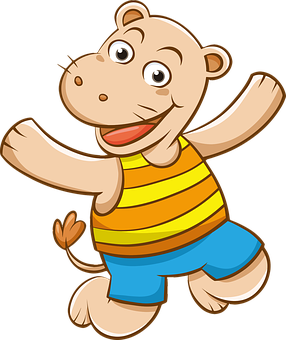 Happy Cartoon Hippo Character PNG