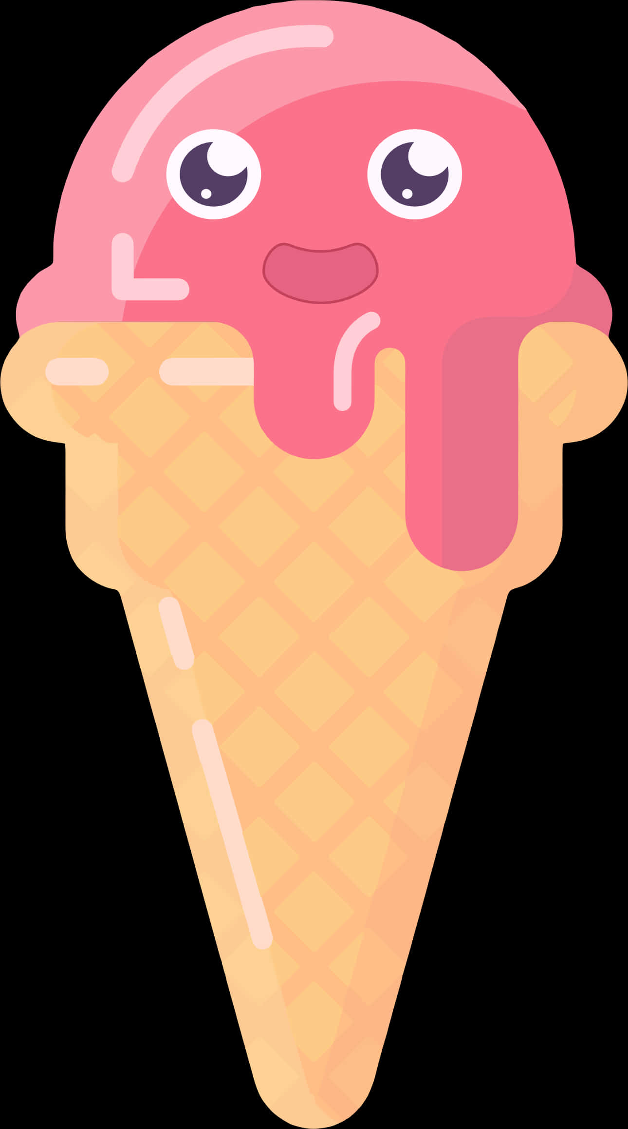 Happy Cartoon Ice Cream Cone PNG