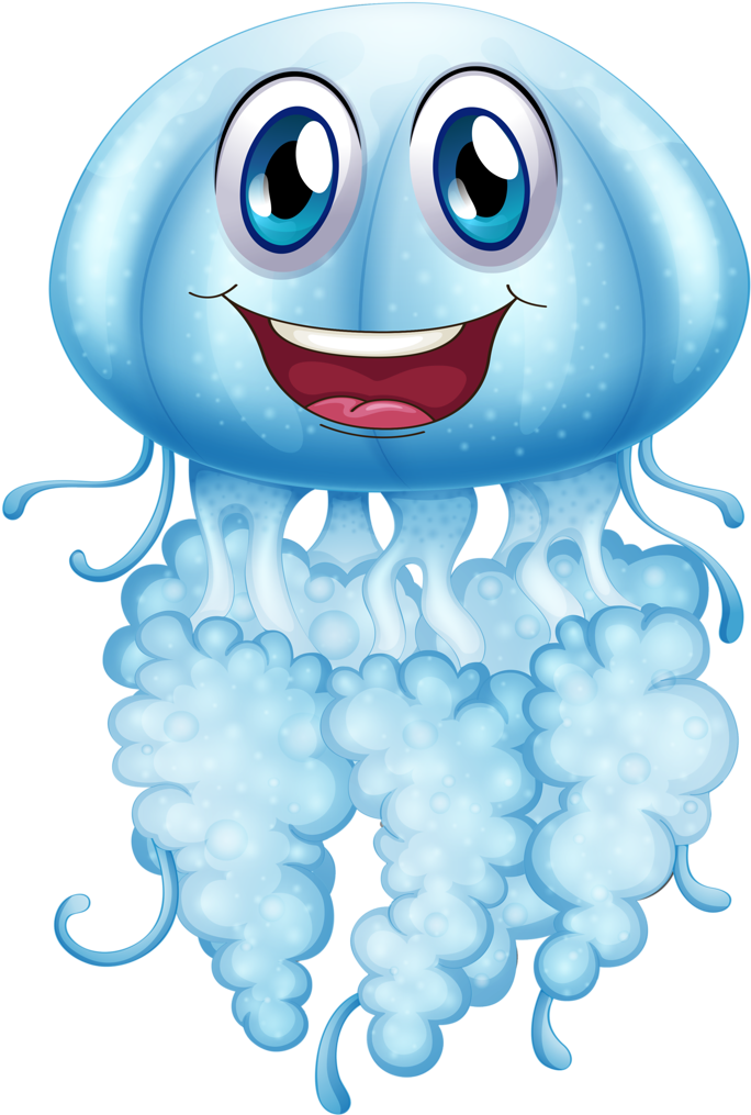 Happy Cartoon Jellyfish PNG