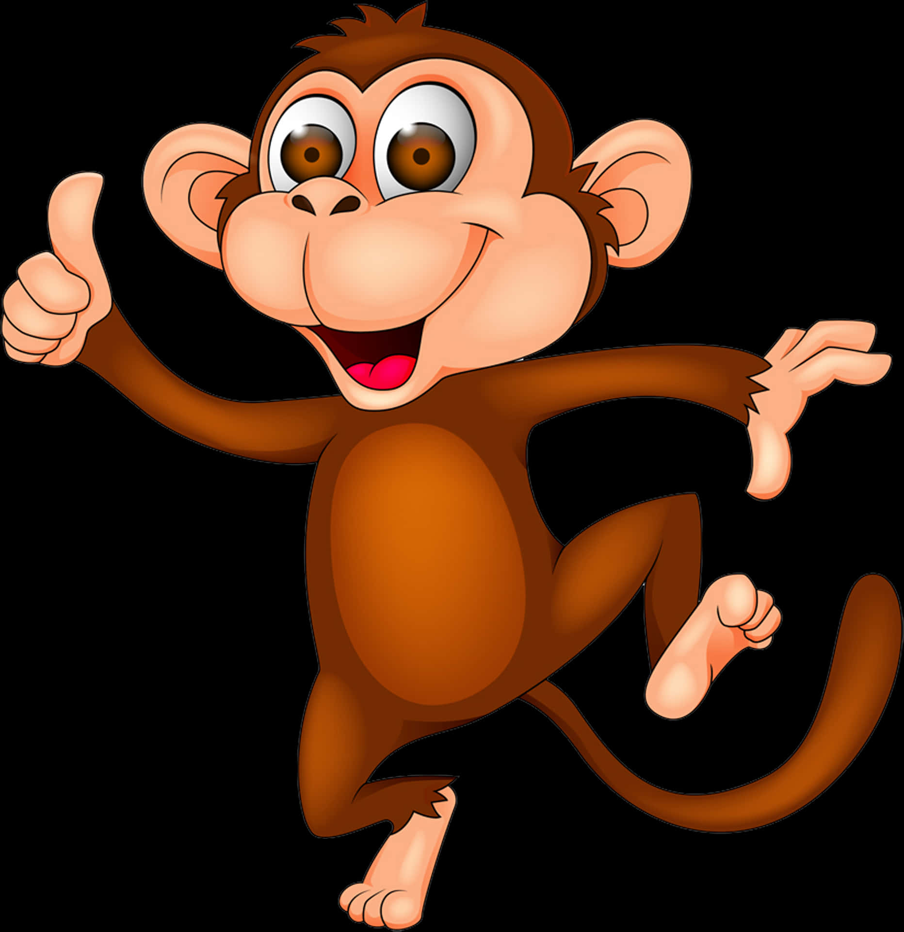 Happy Cartoon Monkey Thumbs Up PNG