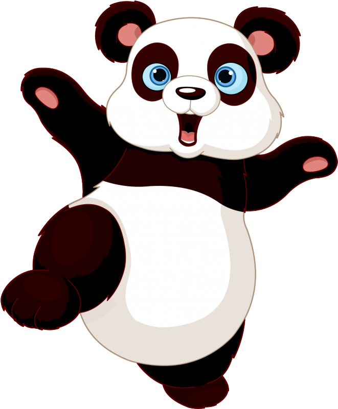 Happy Cartoon Panda Jumping PNG