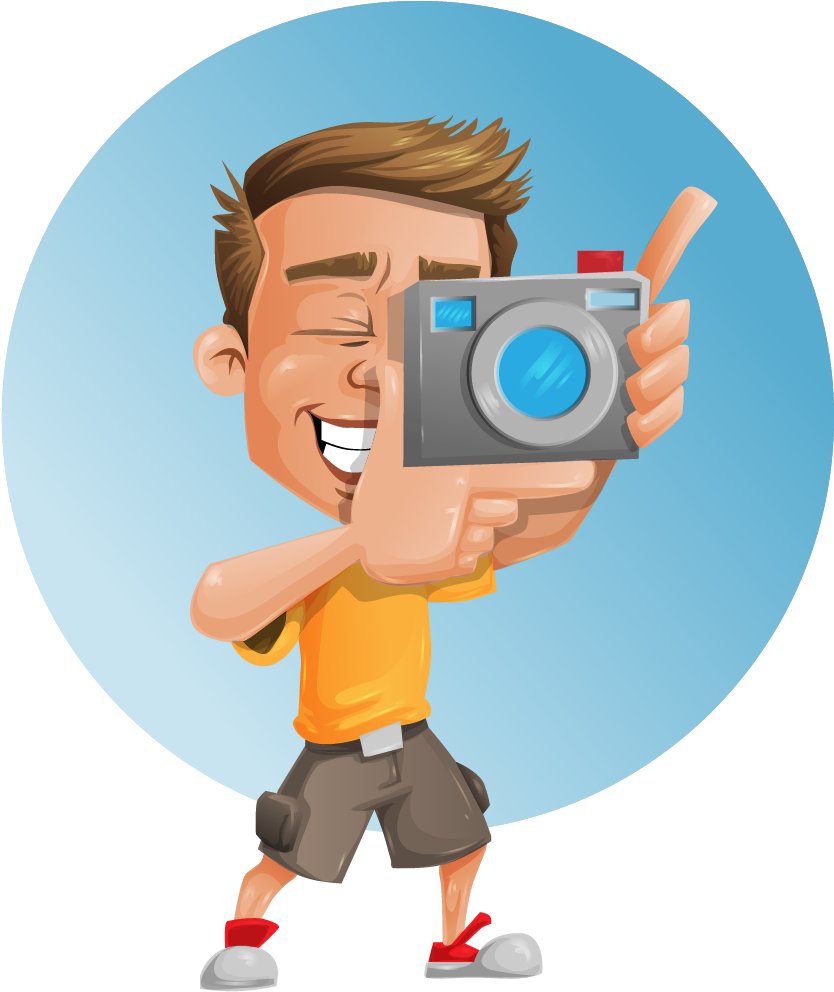 Happy Cartoon Photographer.png PNG