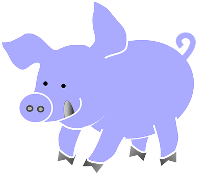 Happy Cartoon Pig Black Background PNG