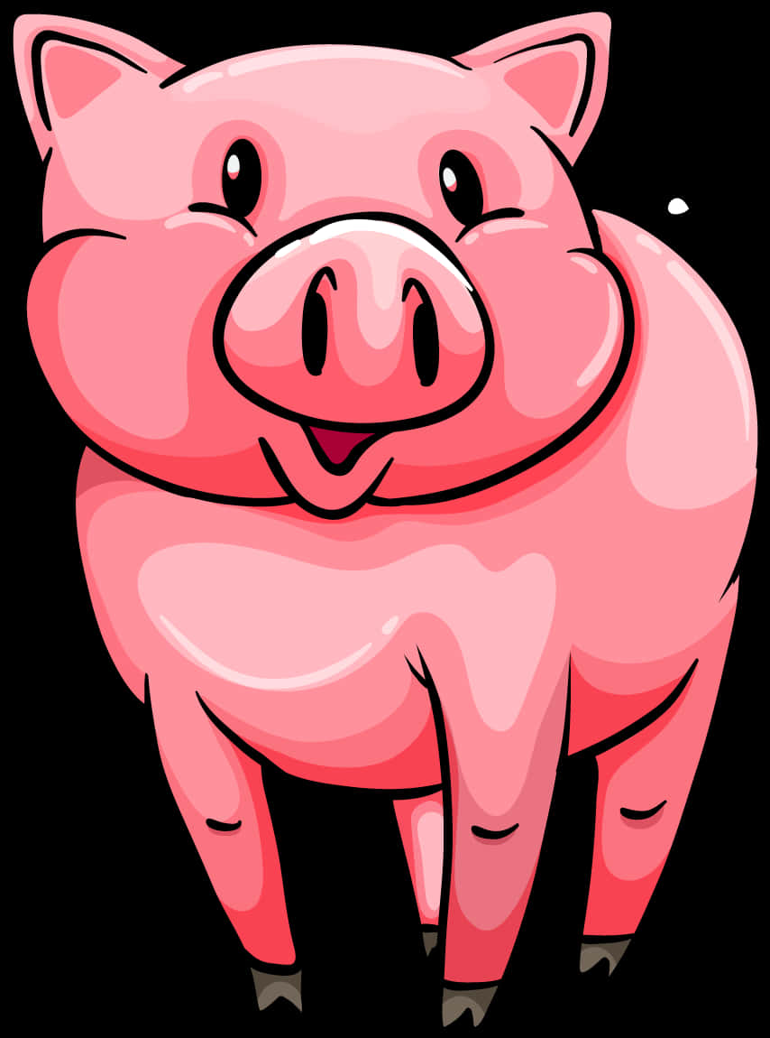 Happy Cartoon Pig Illustration PNG