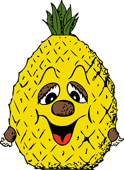 Happy Cartoon Pineapple PNG