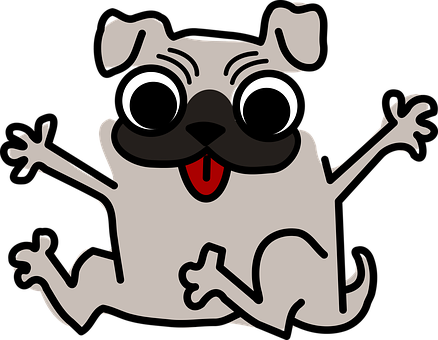 Happy Cartoon Pug Dog PNG