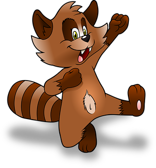 Happy Cartoon Raccoon PNG
