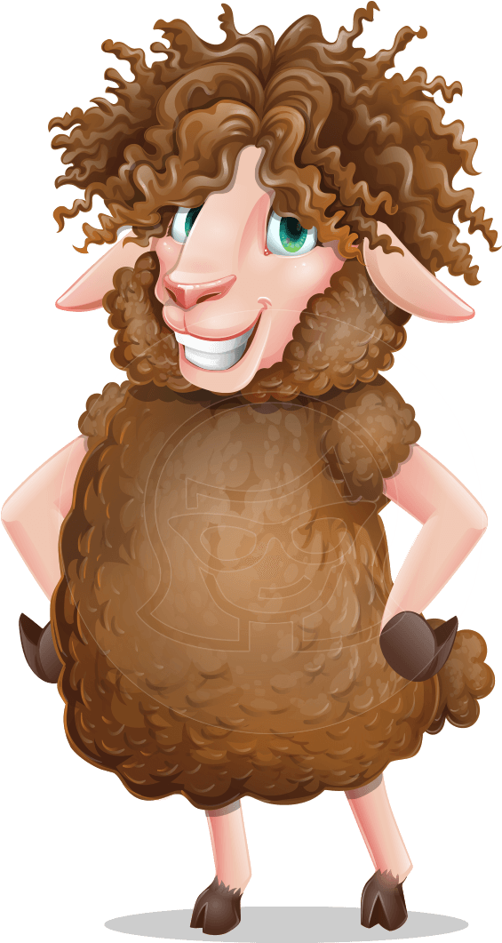 Happy Cartoon Sheep Standing PNG