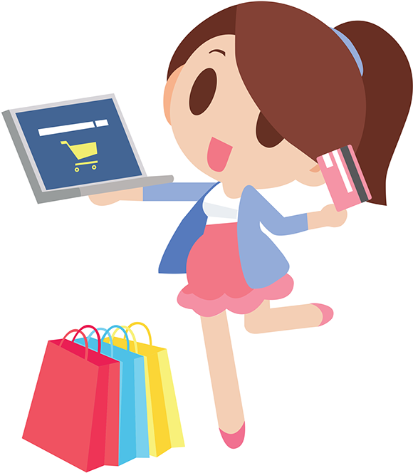 Happy Cartoon Shopper Online Shopping PNG
